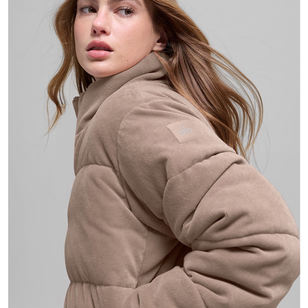ALO Yoga Taupe Corduroy Puffer Jacket